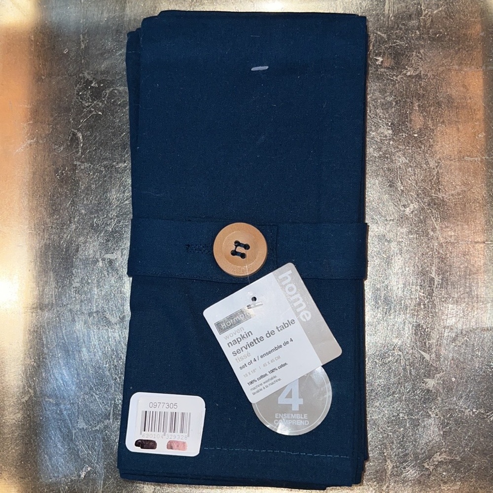Harman set of 4 navy blue cotton woven napkin-NWT